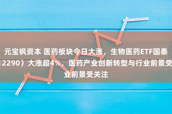 元宝枫资本 医药板块今日大涨，生物医药ETF国泰（512290）大涨超4%，医药产业创新转型与行业前景受关注